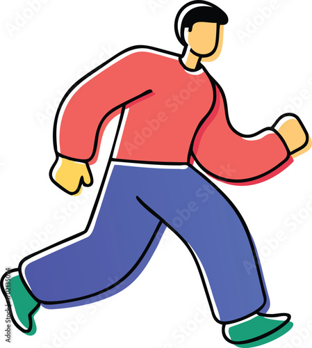 Vector illustration of man walking action with red shirt