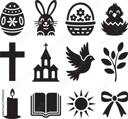 Easter and religious symbols collection for celebration