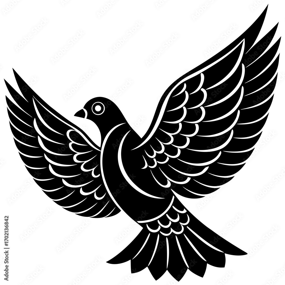 Obraz premium Elegant black dove silhouette on white background design