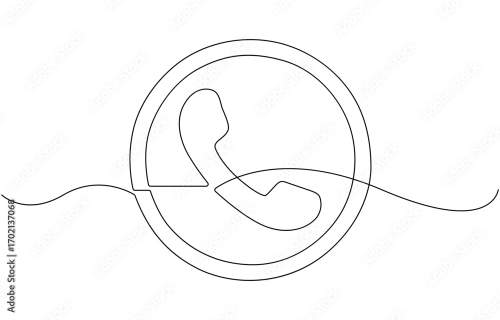 Fototapeta premium Phone call icon continuous one line drawing.