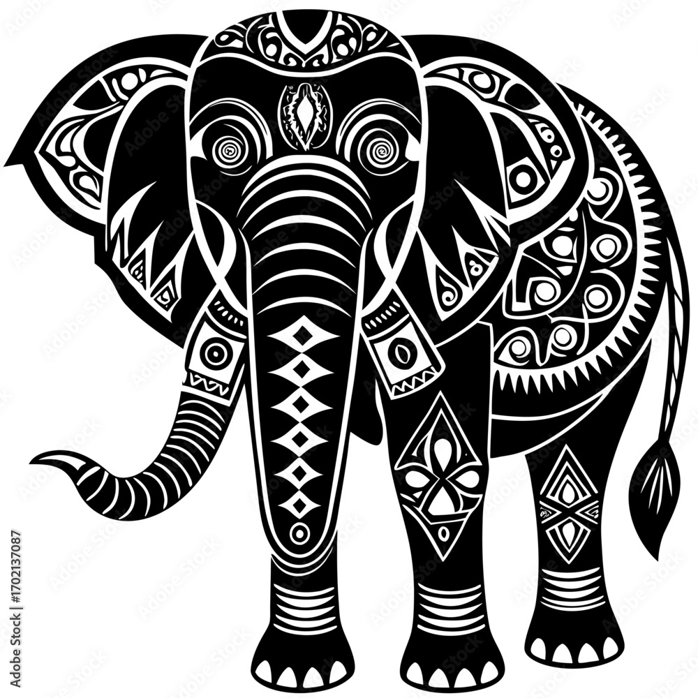 Fototapeta premium Abstract black elephant design on white background