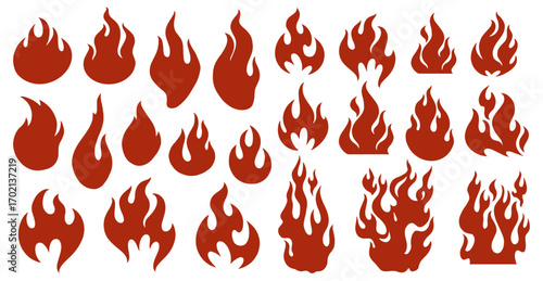 Shapes of fire flames depicted