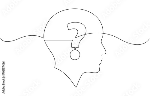 one continuous line drawing of a question mark .