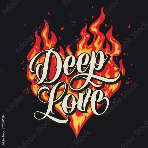 Deep love artwork with vibrant flames and heart