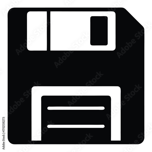floppy disk icon black and white silhouette