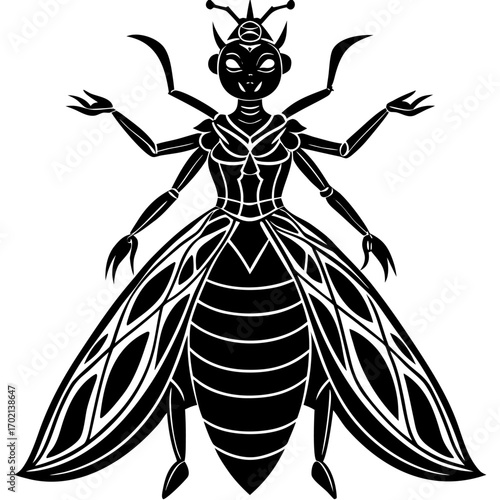 Black and white termite queen insect design