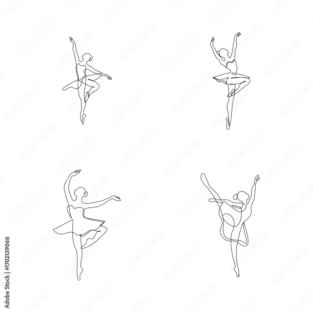 Obraz premium Continuous Line Art of Ballet Dancers Set