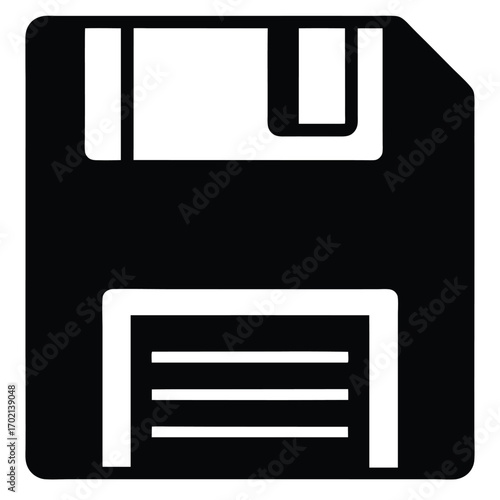 floppy disk icon black and white silhouette