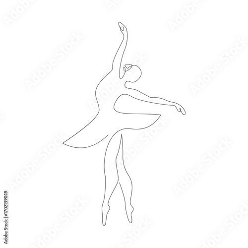 Ballerina Line Art: Dancer in Elegant Pose