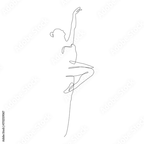 Ballerina performing ballet dance single line art