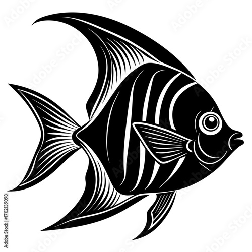 Black angelfish design on white background