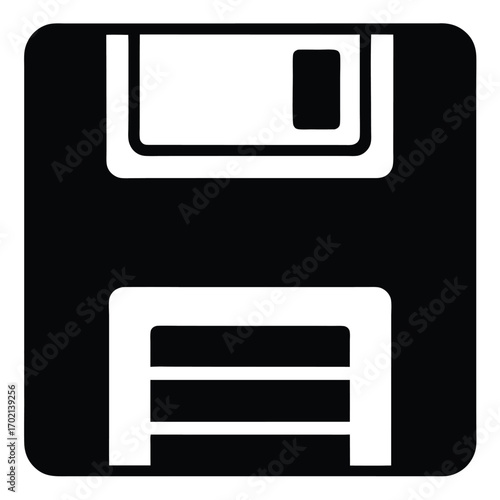 floppy disk icon black and white silhouette