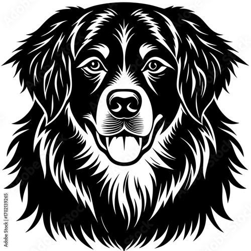 Black bernese mountain dog silhouette design on white background