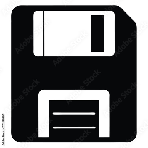 floppy disk icon black and white silhouette