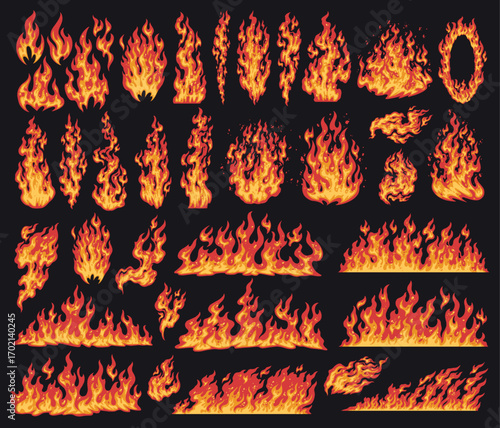 Flame and fire graphics for design