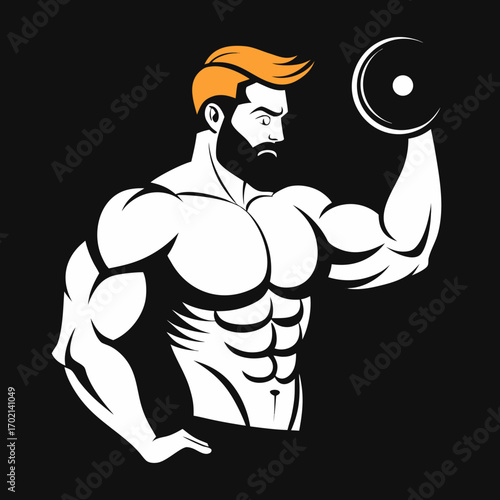 illustration of a man with a dumbbell