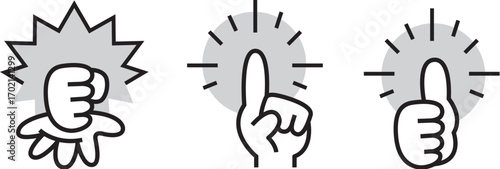 Pointing Hand Vector (monochrome ) – ビジネス資料用ハンドサイン(モノクロ)