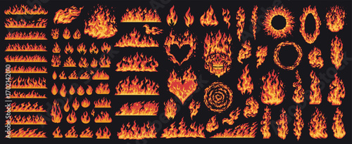 Various fire shapes and designs for creative use