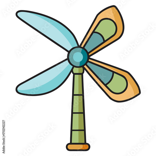 Vibrant wind turbine generating clean renewable energy, symbolizing sustainability and ecological progress for a greener future