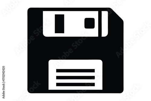 floppy disk icon black and white silhouette