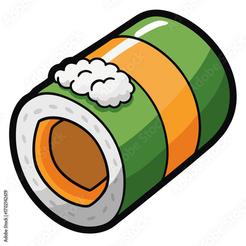 Delicious sushi roll illustration perfect for food blogs, restaurant menus, and culinary designs, showcasing fresh ingredients and vibrant colors for tasty marketing materials