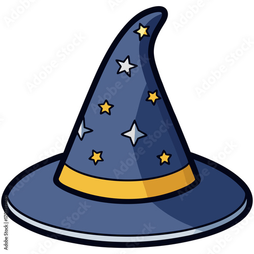 Magical wizard hat with star accents, perfect for Halloween, fantasy, and whimsical themed designs, evoking wonder and creativity