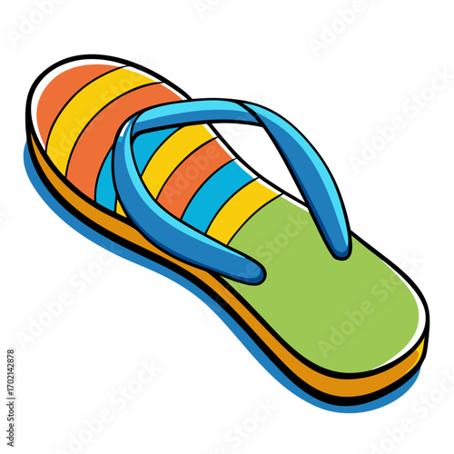 Vibrant cartoon flip-flop design ready for summer fun, travel adventures, beach holidays, tropical vacations, and resort promotions, perfect for lifestyle branding!