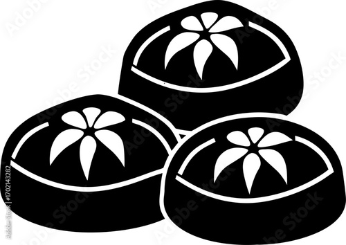 Floor cushions  vector black and white icon , white background  