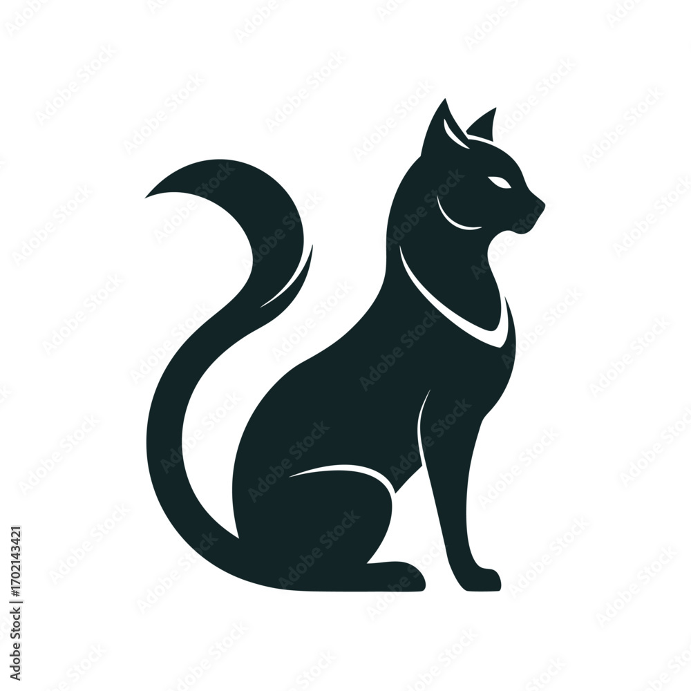 Fototapeta premium Minimalist Cat Logo Design on White Background