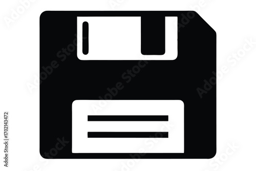 floppy disk icon black and white silhouette