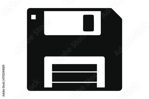 floppy disk icon black and white silhouette