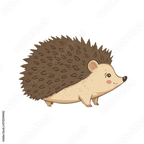Flat colored hedgehog on plain background 