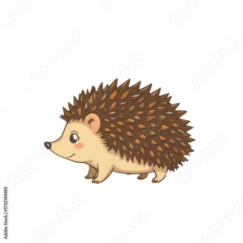 Flat colored hedgehog on plain background 