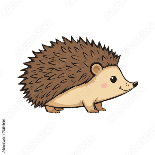Flat colored hedgehog on plain background 