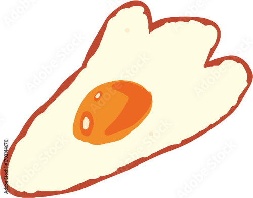 Food Illustration Vector Fried Egg Sunny Side Up Self Drawing