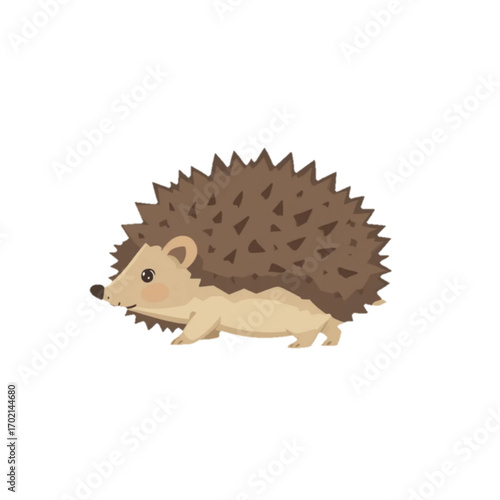 Flat colored hedgehog on plain background 