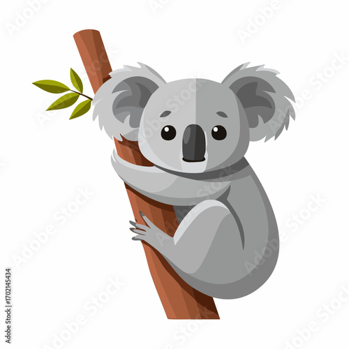 Isolated Koala Illustration on Transparent Background A Cute Cartoon Koala Clinging to a Branch