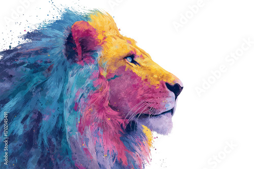 Vibrant Artistic Lion – Isolated on Transparent Background