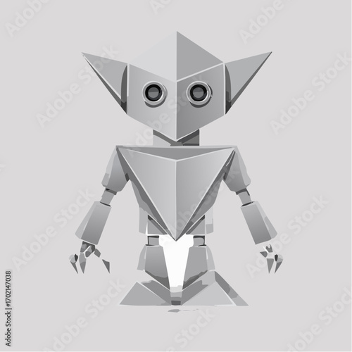 Futuristic polygonal android with a unique geometric design, a vector art illustration isolated, transparent background