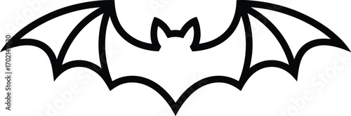 Black bat silhouette with outstretched wings white