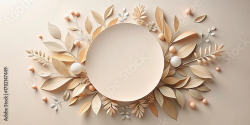 Elegant Minimalist Paper Art with Leaves and Decorative Elements