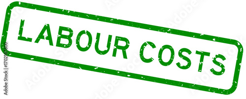 Grunge green labour costs word square rubber seal stamp on white background