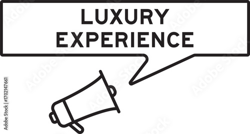 Foto Megaphone icon with speech bubble in word luxury experience on white background