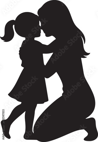 Mother daughter silhouette hugging tenderly love family moments