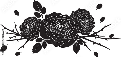 Gothic black rose arrangement elegant floral design element