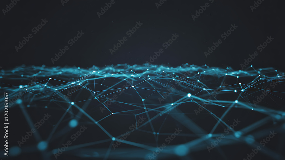 Fototapeta premium Abstract blue background with stars representing a global digital network concept