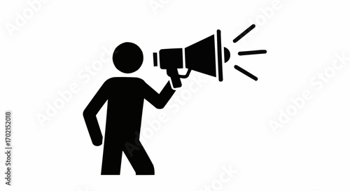 Vector art of silhouette of a person holding a megaphone