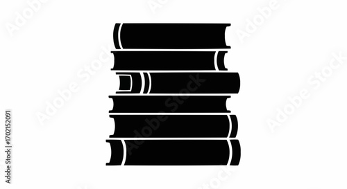 Vector art of black silhouette of a stack of books