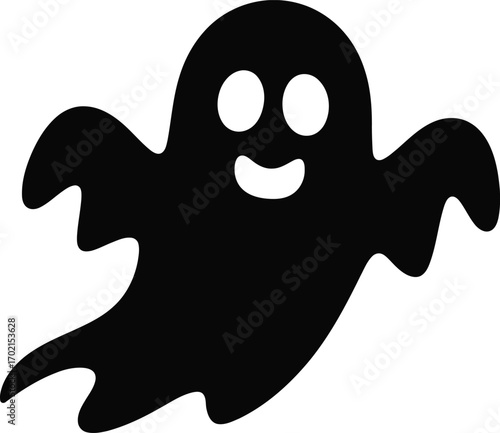 Black ghost with white eyes and smile halloween spooky