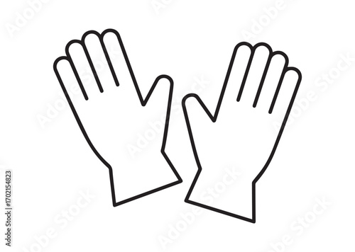 Gardener gloves line art vector